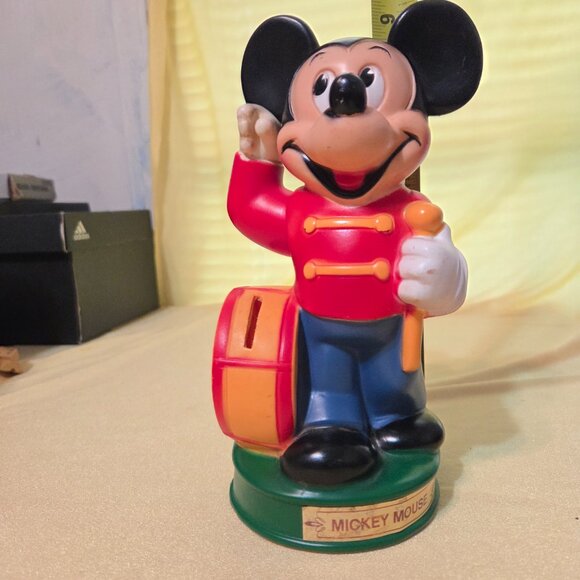 Disney Vintage Mickey Mouse Drum Major Plastic Coin Bank - Picture 5 of 6